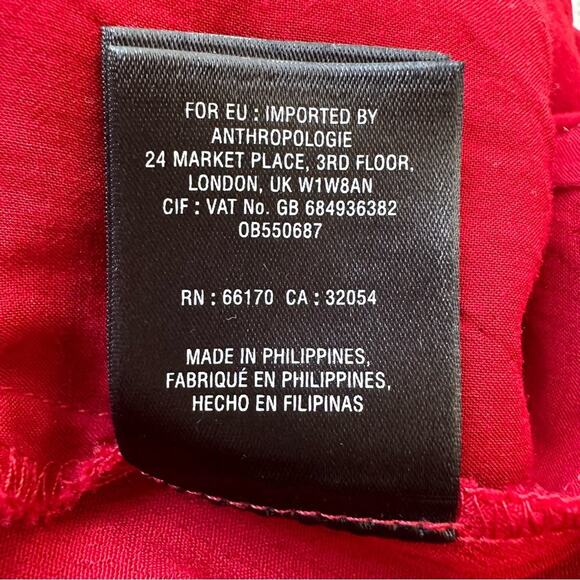 Maeve Anthropologie Grier Jumpsuit Red Crepe Rayon Cap Sleeves Tie Front Size 2P - Picture 9 of 13
